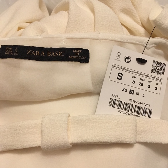Zara Basics White Bow Detail Shift Dress NWT Sz Small - Picture 9 of 13